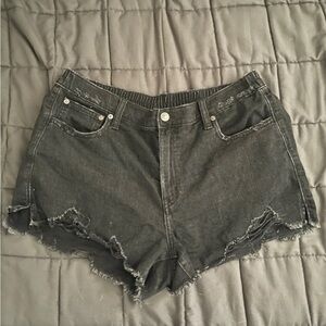 Aerie Black Jean Shorts Distressed High-Waisted